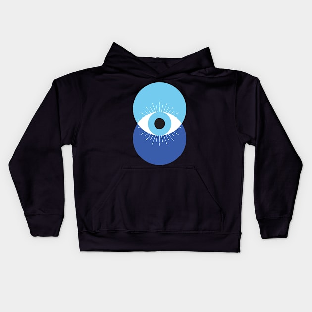 Evil Eye Mid Century Modern 70s Style Kids Hoodie by Inogitna Designs